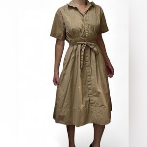 Banana Republic 100% cotton poplin belted button down shirt midi dress